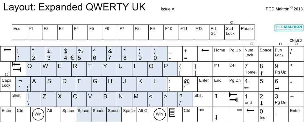 Maltron Expanded keyboard - QWERTY layout - UK