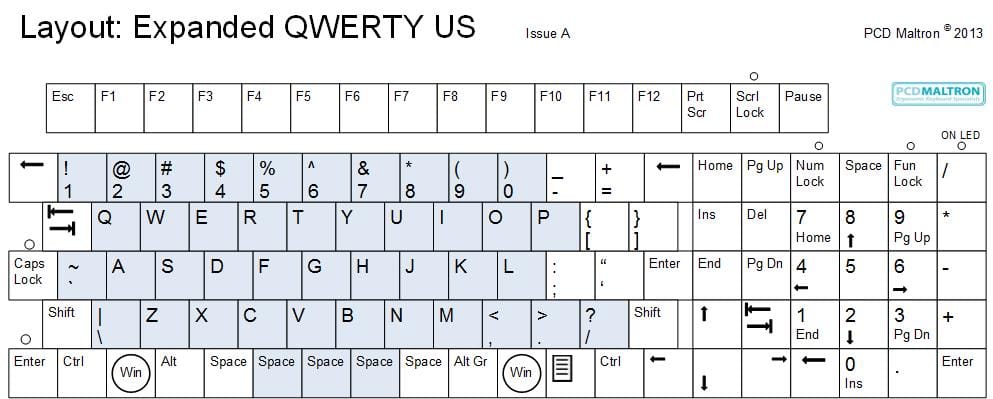 Maltron Expanded keyboard - QWERTY layout - USA